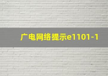 广电网络提示e1101-1