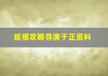 延禧攻略导演于正资料