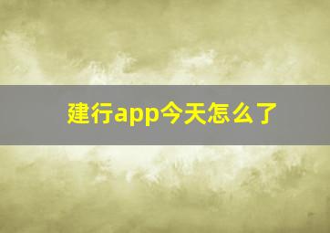 建行app今天怎么了