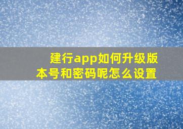 建行app如何升级版本号和密码呢怎么设置