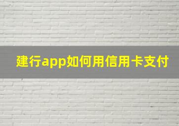 建行app如何用信用卡支付