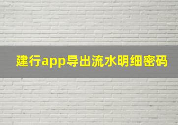 建行app导出流水明细密码