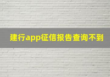 建行app征信报告查询不到