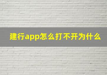 建行app怎么打不开为什么