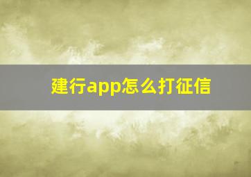 建行app怎么打征信