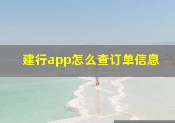 建行app怎么查订单信息