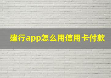 建行app怎么用信用卡付款