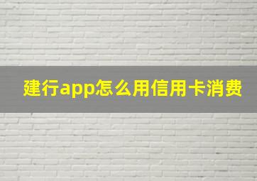 建行app怎么用信用卡消费