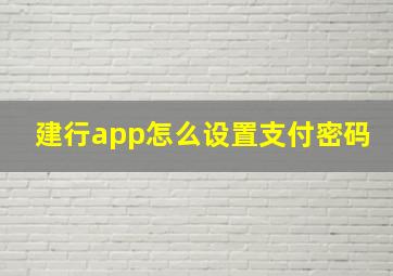 建行app怎么设置支付密码