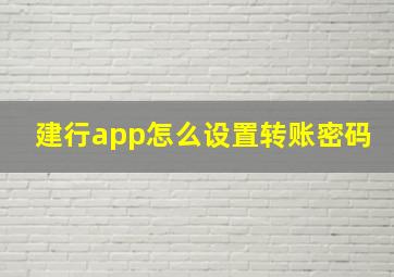 建行app怎么设置转账密码