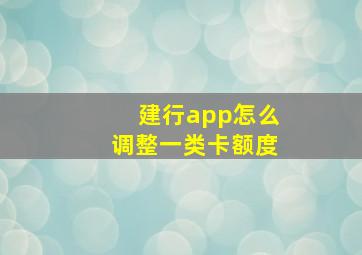 建行app怎么调整一类卡额度