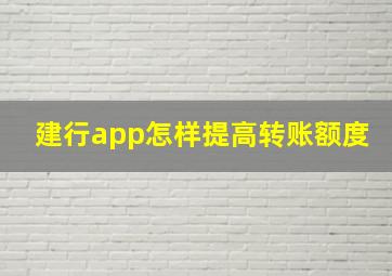 建行app怎样提高转账额度