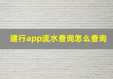 建行app流水查询怎么查询