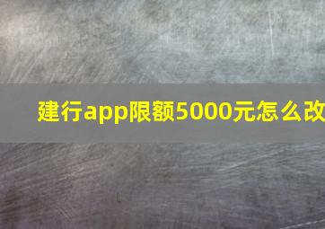 建行app限额5000元怎么改