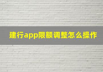 建行app限额调整怎么操作