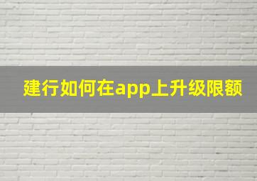 建行如何在app上升级限额