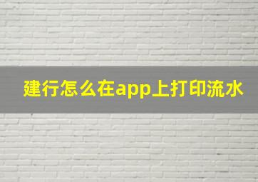 建行怎么在app上打印流水