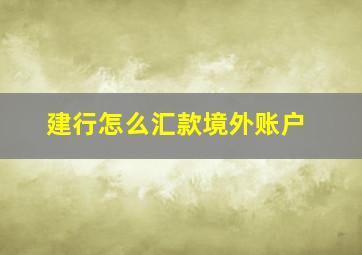 建行怎么汇款境外账户