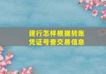 建行怎样根据转账凭证号查交易信息