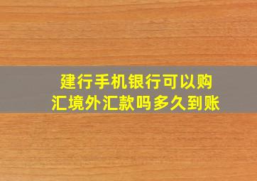 建行手机银行可以购汇境外汇款吗多久到账