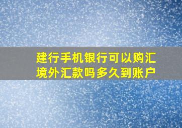 建行手机银行可以购汇境外汇款吗多久到账户