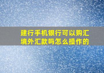 建行手机银行可以购汇境外汇款吗怎么操作的