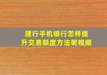 建行手机银行怎样提升交易额度方法呢视频