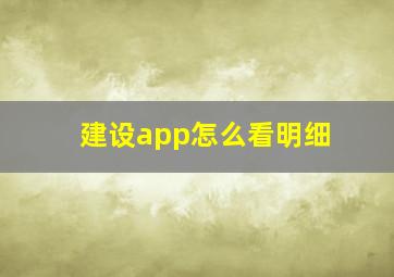 建设app怎么看明细