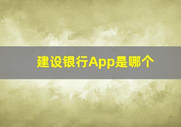 建设银行App是哪个