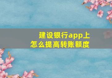 建设银行app上怎么提高转账额度