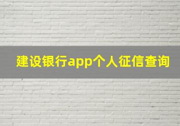 建设银行app个人征信查询