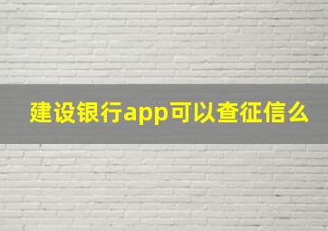 建设银行app可以查征信么