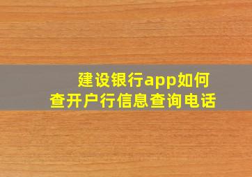 建设银行app如何查开户行信息查询电话