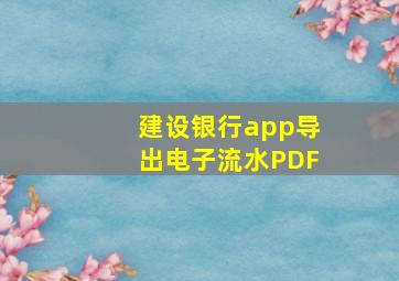 建设银行app导出电子流水PDF