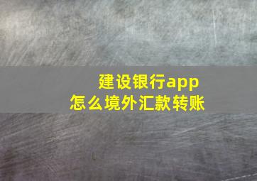 建设银行app怎么境外汇款转账