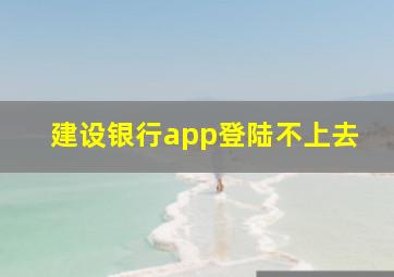 建设银行app登陆不上去