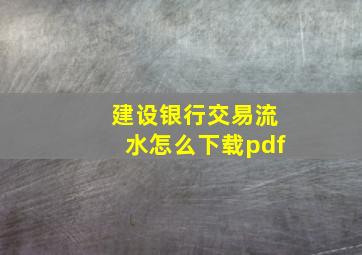 建设银行交易流水怎么下载pdf