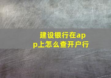 建设银行在app上怎么查开户行