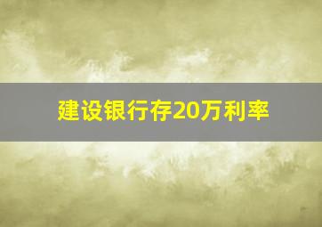 建设银行存20万利率