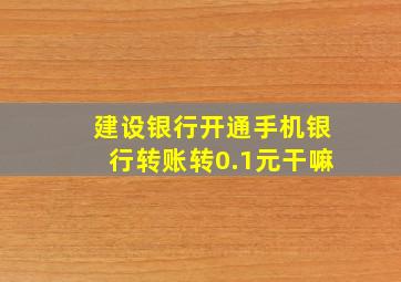 建设银行开通手机银行转账转0.1元干嘛