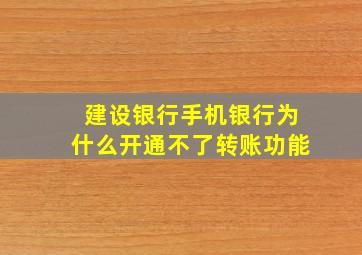 建设银行手机银行为什么开通不了转账功能