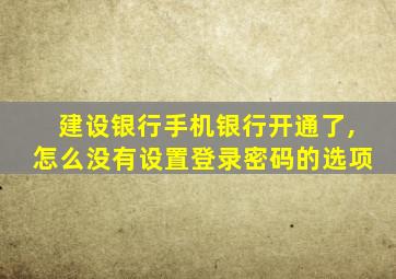 建设银行手机银行开通了,怎么没有设置登录密码的选项