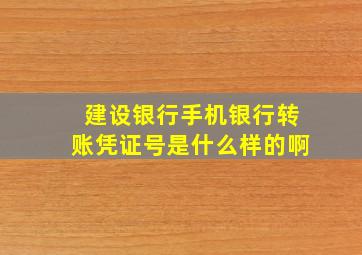 建设银行手机银行转账凭证号是什么样的啊