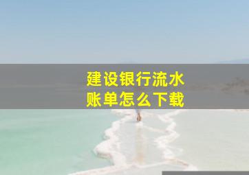 建设银行流水账单怎么下载