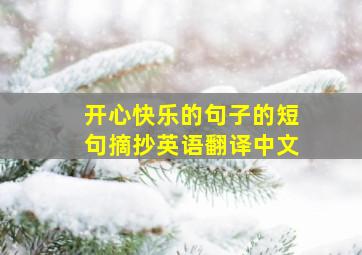 开心快乐的句子的短句摘抄英语翻译中文