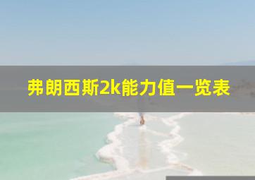 弗朗西斯2k能力值一览表