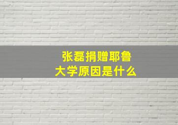 张磊捐赠耶鲁大学原因是什么