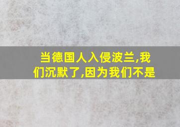 当德国人入侵波兰,我们沉默了,因为我们不是