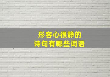 形容心很静的诗句有哪些词语