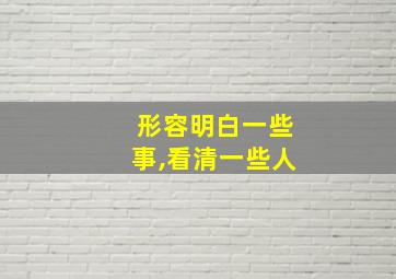 形容明白一些事,看清一些人